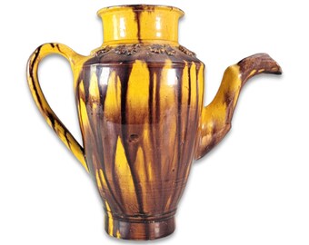 Vintage Yellow Coffee Pot, Yellow Glazed Ceramic Teapot, Home Decor, Mexican Pottery