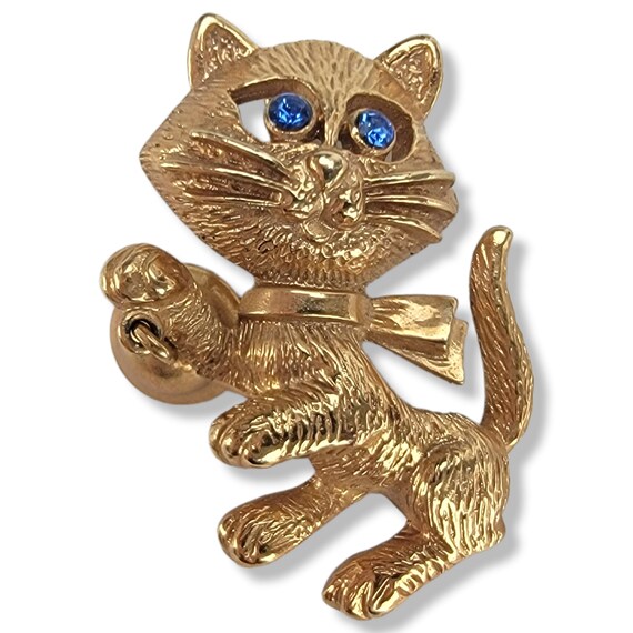 Vintage Avon Cat Kitty Brooch, Cat Pin, Cat With … - image 5
