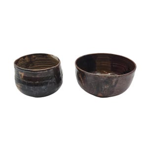 Wabi Sabi Studio Pottery Chawan Matcha Bowls Set of 2 Japanese Handmade Rustic Art Tea Cups