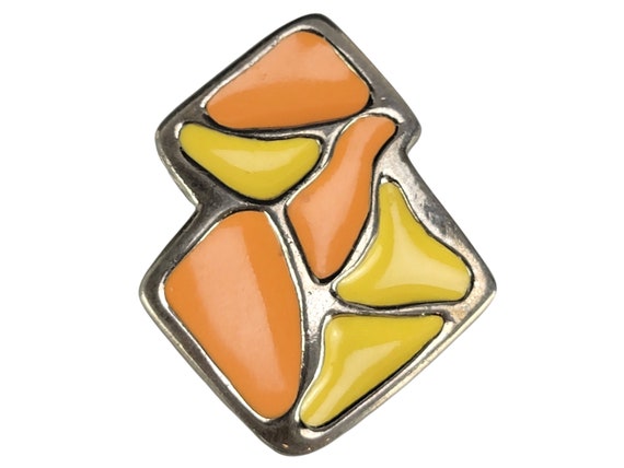 Modernist Abstract Retro 1960's Enamel Pendant Or… - image 1