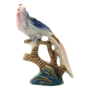 Figurka Vintage Bird of Paradise, Porcelanowa figurka ptaka, Malowany ręcznie ptak, Figurka zwierzęcia