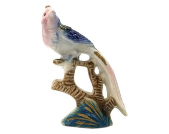 Vintage Bird of Paradise Figurine, Porcelain Bird Figure, Hand Painted Bird, Animal Figurine