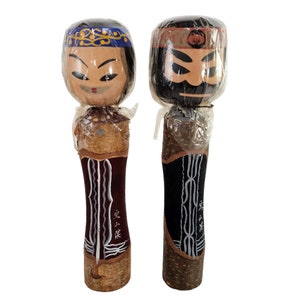 Vintage Japanese Doll, Kokeshi Carved Wood Dolls, Shirakaba White Birch Dolls Pair