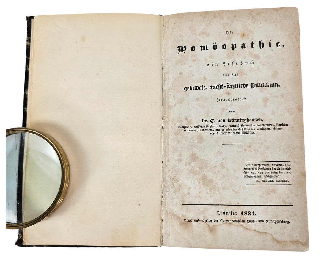 Antique Die Homoopathie, Von Bonning Book, Von Hausen Book, Black Cover ...