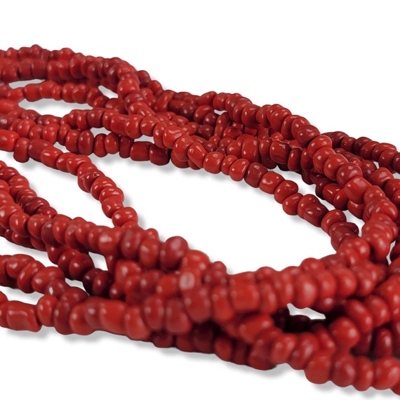 Vintage Red Multi Strand Necklace, Tribal Necklac… - image 9