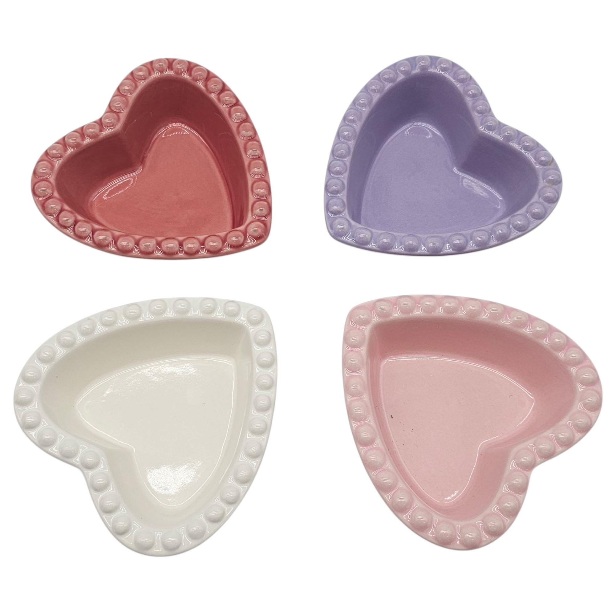 Williams Sonoma Heart Ramekins: Pastel Ceramic Bowls, Set of 4