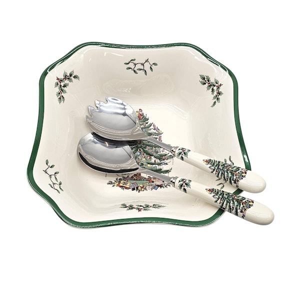 【箱付き・英国製】スポード　クリスマスツリー　サラダプレート　４点セット Spode スポード 英国製 クリスマスツリー サラダプレート 4枚セット 箱