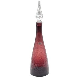 Vintage Blenko 920M Amethyst Crackle Glass Decanter w/ Stopper by Winslow Anderson