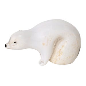 Vintage Langham White Glass Polar Bear Sculpture Hand Blown Signed Labeled 5&quot;
