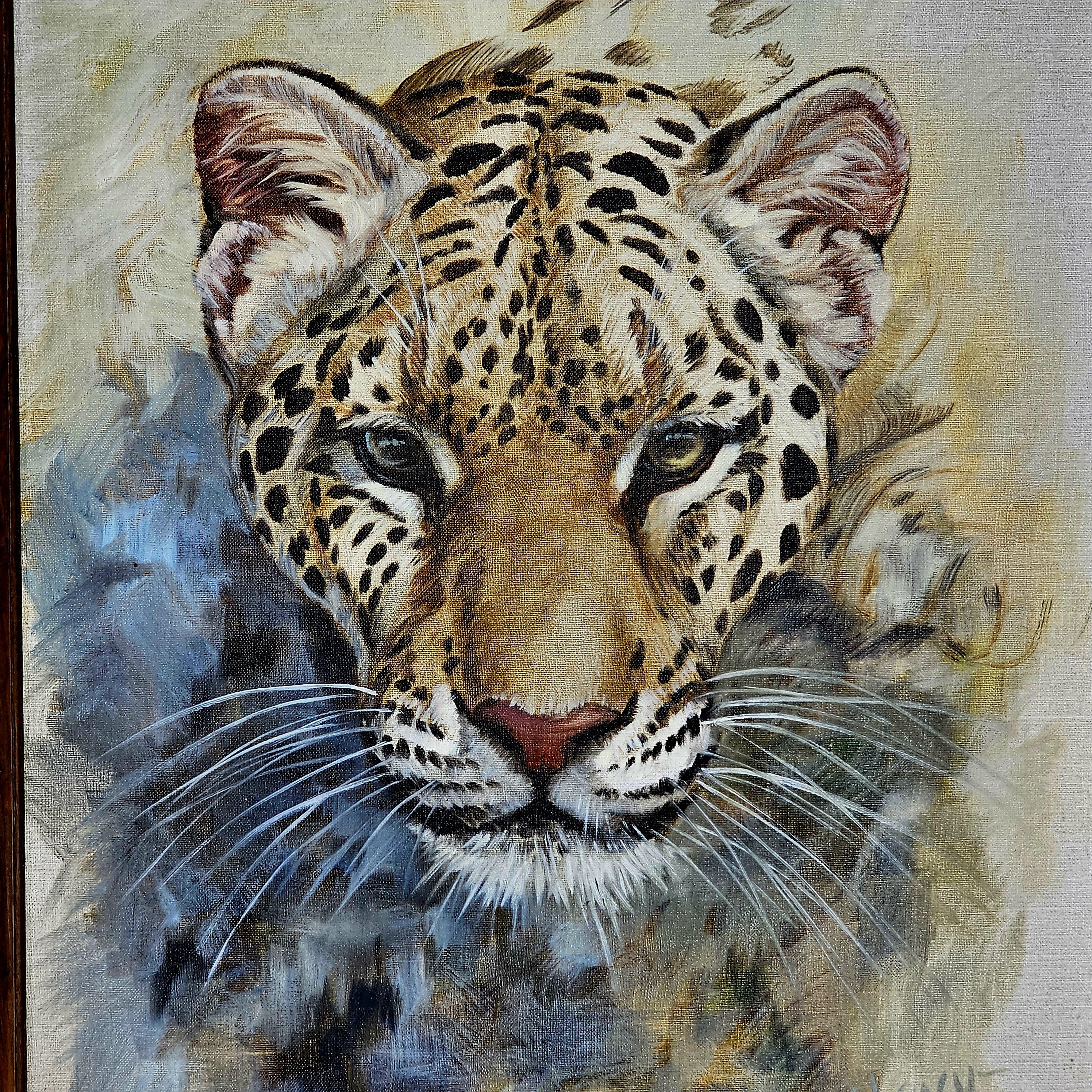 1977 Clancy Cherry Leopard Oil Painting, Framed Wildlife Art - Etsy