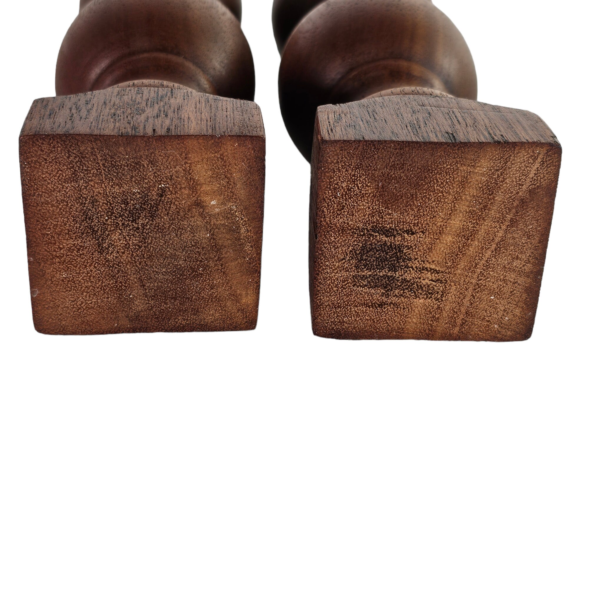 ミッドセンチュリーモダンウォールナットキャンドルホルダー、手回し