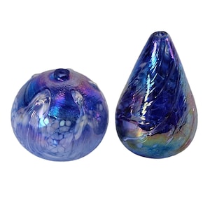 Vintage Iridescent Art Glass Oil Lamp - Hand Blown Boho Decor