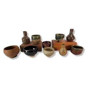 Vintage Yunomi Tea Cup Set: Japanese Studio Pottery, Wabi Sabi Drinkware