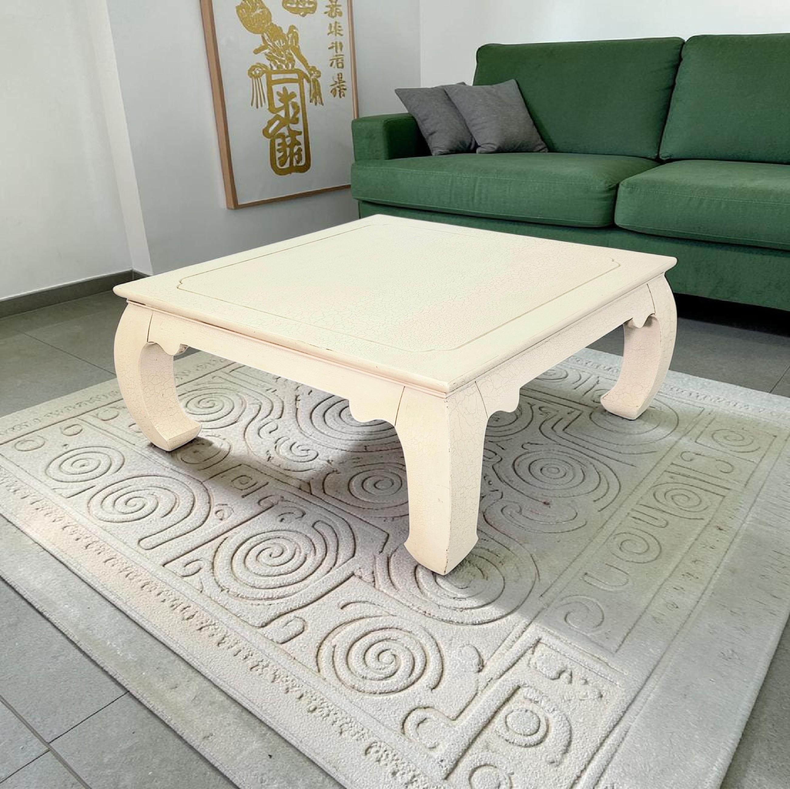 Lane Ming Style Coffee Table Cream Crackle Square 36.5