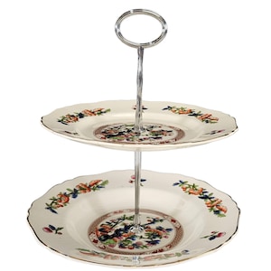 Présentoir à gâteau indien vintage, assiette à gâteau en forme d&#39;arbre, tour pour stand de gâteau, présentoir à gâteau des années 1960, porcelaine tendre