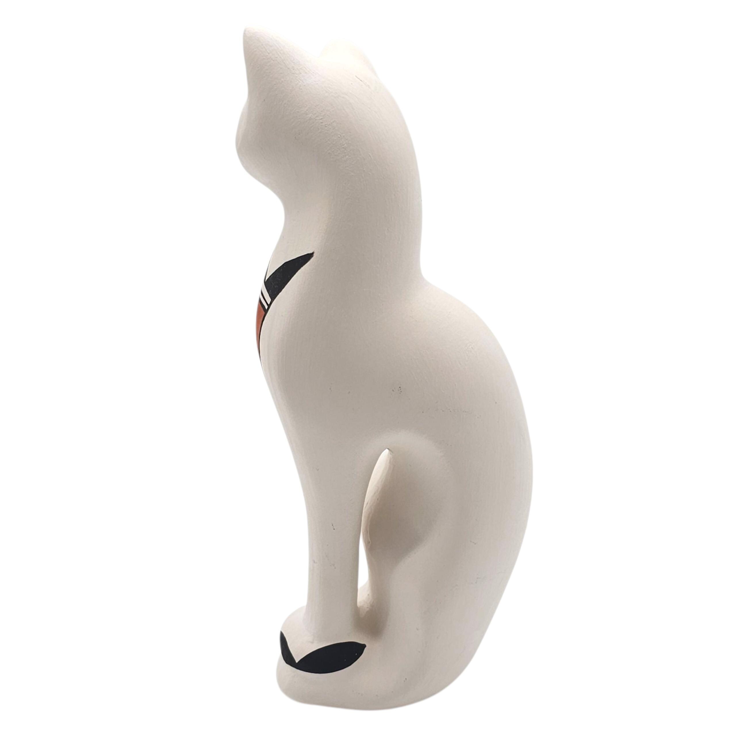 Acoma Pueblo Pottery Cat Figurine by Shirley Chino Hand Painted