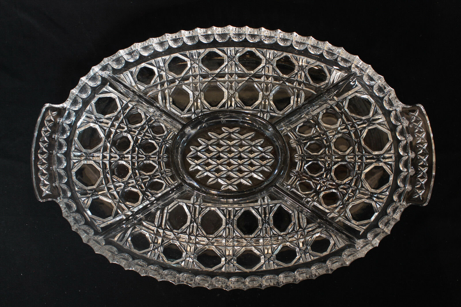 Vintage Heavy Lead Crystal Tray Oval Relish Tray Glass Tray Etsy