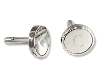 Vintage Sterling Silver Cufflinks, Round Cufflinks, Classic Cufflinks, Initial Letter C, Monogram 1980