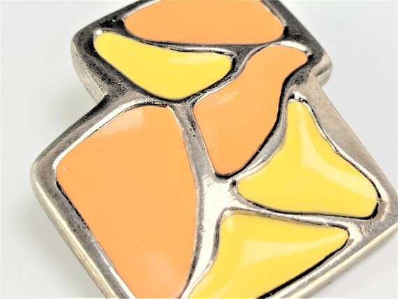 Modernist Abstract Retro 1960's Enamel Pendant Or… - image 6