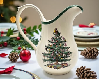 スポードのクリスマスツリーキャンドルホルダー：ヴィンテージ磁器製