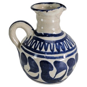 Vintage Italian Ceramic Pitcher: Blue Gray Eden Carafe, Mid-Century 5.5&quot;H