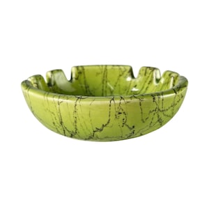 Vintage MCM Splatter Ceramic Ashtray  Mid Century Trinket Dish Lime Green  4.75&quot;