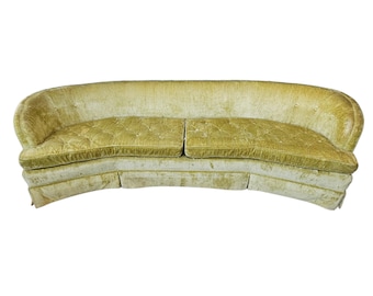 Drexel Heritage Sofa, Dorothy Draper Sofa, Tufted Curved Sofa, Original Sofa, Lime Green Sofa