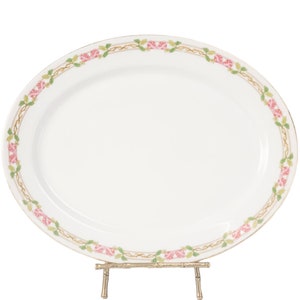 Vintage Oval Platter, WM Guerin,  White Platter, Porcelain Dishes, Limoges France, Limoges Platter, Rose And Stem Pattern GUE482