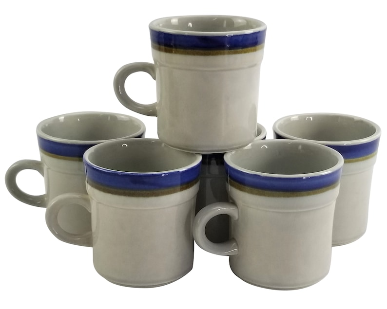Vintage Japanese Stoneware Coffee Cups, Oslo Cups Set of (6) Japandi 4.25