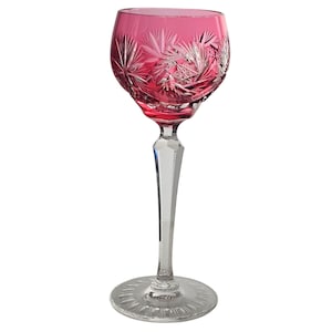 Nachtmann Bleikristall Rose Cut Crystal Wine Glass: German Vintage Stemware