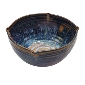 Signed Studio Pottery Bowl: Blue Purple Gold Glazed Ceramic, Rustic Decor