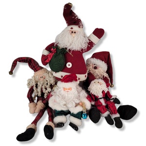Vintage Plush Santa&#39;s Lot, Delton Santa, ABC Santa, Houston Harvest Santa, Christmas Décor Set Of 5