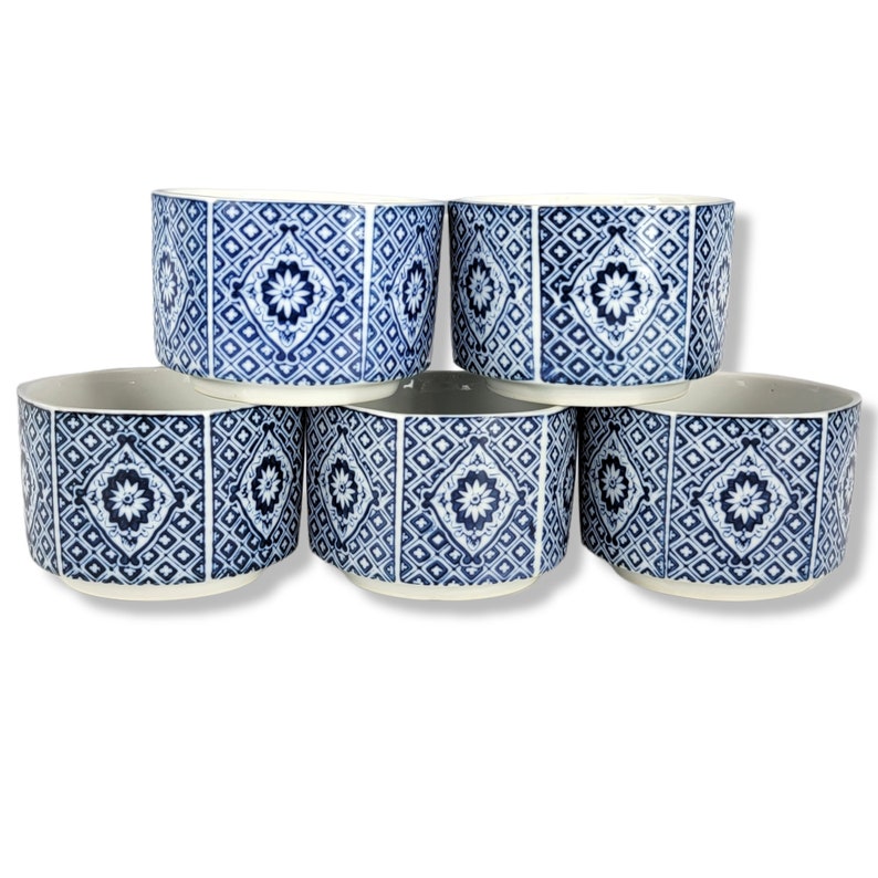 Vintage Japanese Cobalt Blue & White Tea Cups Porcelain Etsy