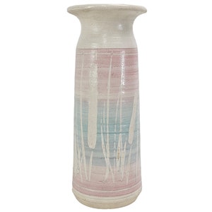 Vintage Studio Art Vase, Pastel Vase, White Wash Vase, Rustic Vase, Signed Vase