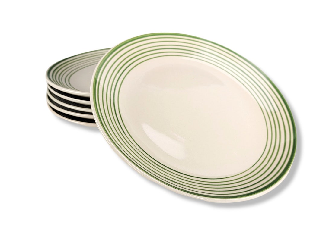 Royal Norfolk Dinner Plates Green Stripe Dinnerware Set of 6 Etsy