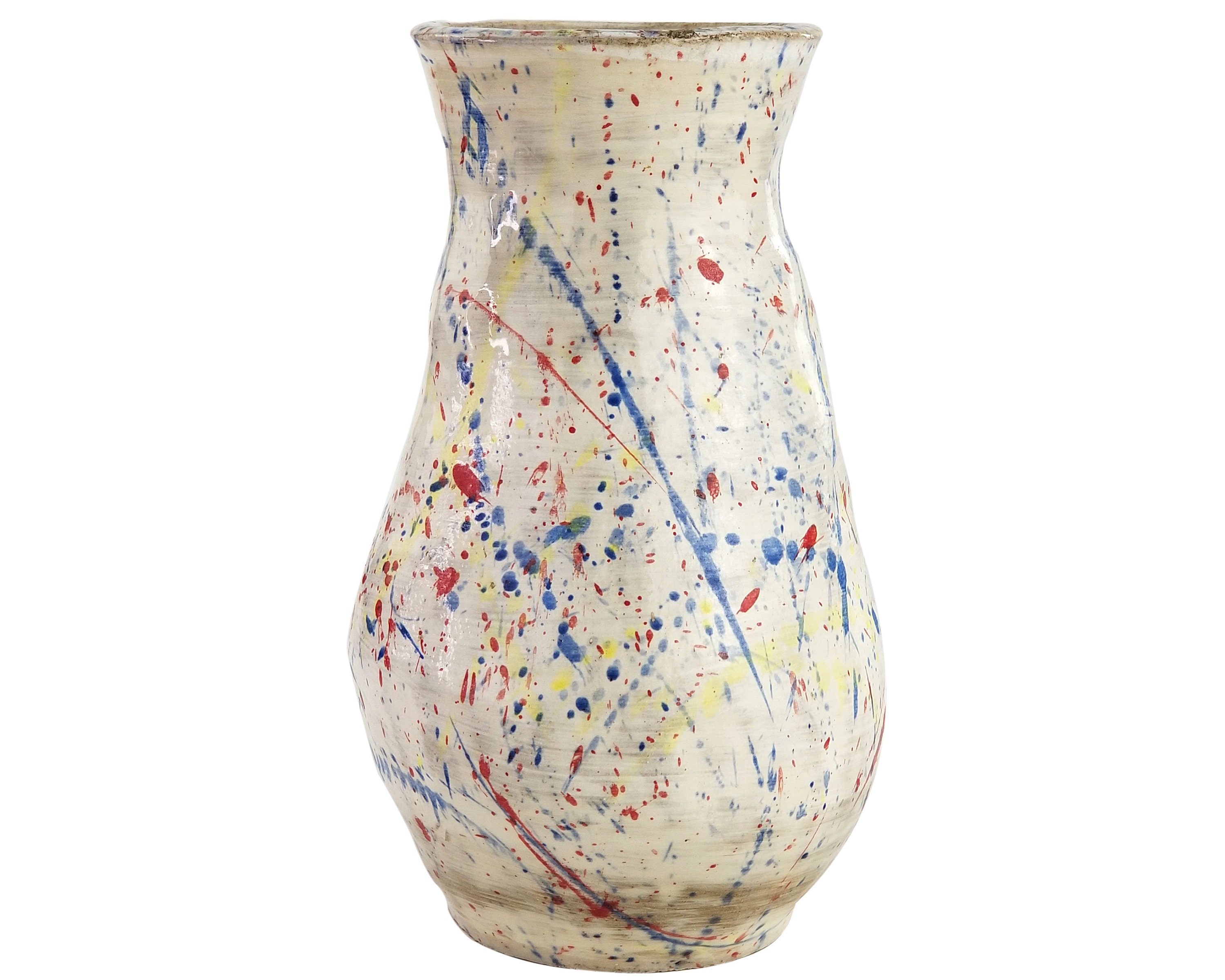 Studio Art Pottery Ceramic Vase Splatter Pollack Style Pattern Etsy