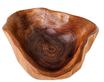 Primitive Hand Hewn Bowl, Wood Bowl, Teak Root Bowl, Organic Form Bowl 9.625"