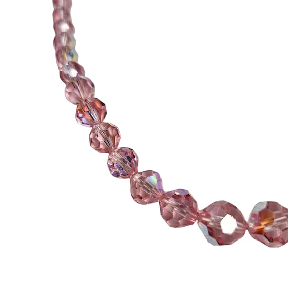 Vintage Pink Crystal Necklace, Faceted Graduated … - image 10
