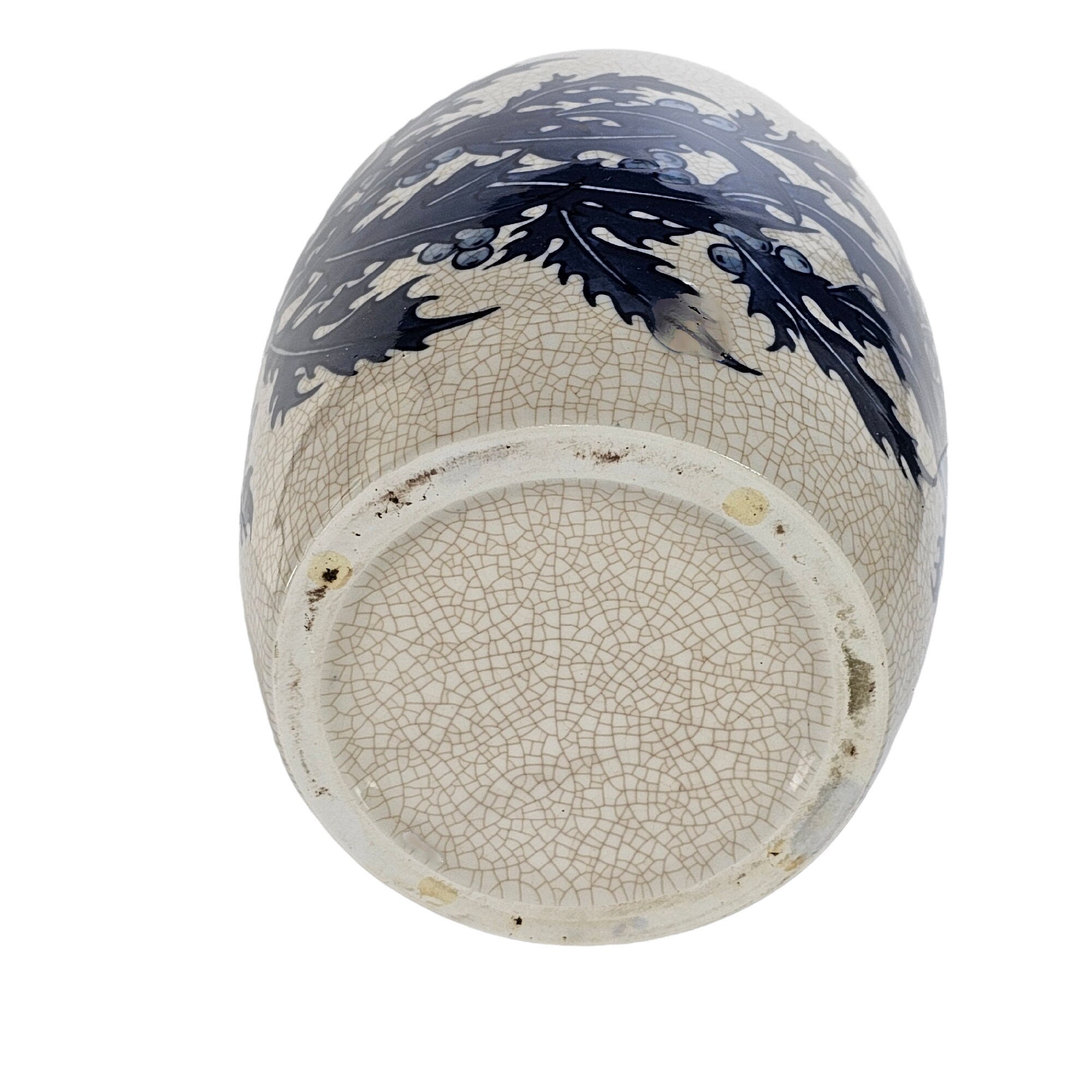 ヴィンテージ中国製磁器花瓶、貫入釉、青葉模様、高さ12インチ - Etsy 日本