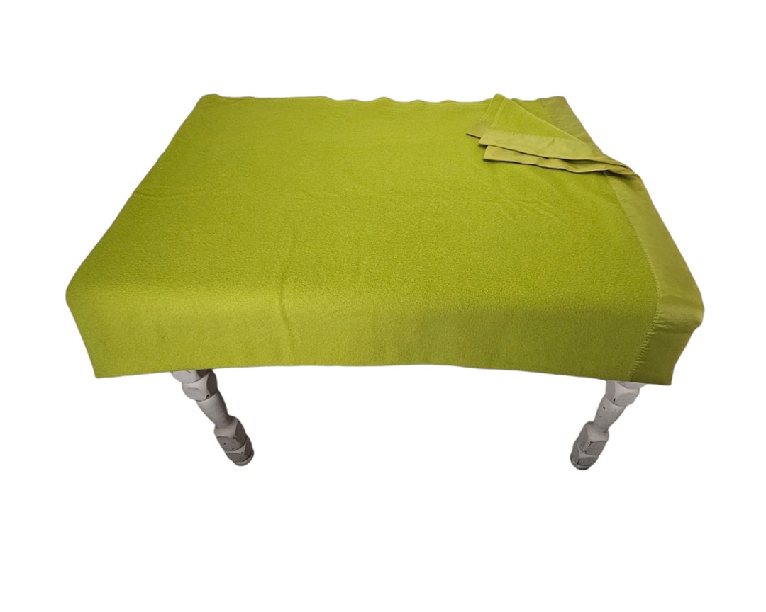 Mid Century Blanket, Satin Edge Blanket, Lime Green Blanket, Twin