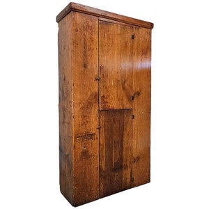 Antique Cabinet, 18th Century American Cupboard, Pine Kitchen Cupboard, Storage Cabinet 78&quot;