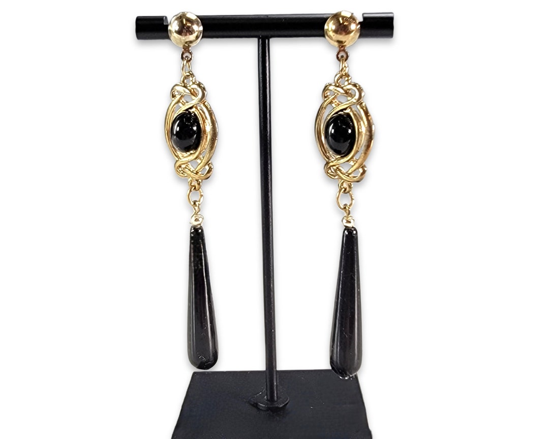 ☆関税込☆VINTAGE HOLLYWOOD★Black Oval Stone Earrings★ Vintage Sterling Silver Oval Black Onyx Earrings 71542 | eBay