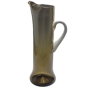 Mid-Century Bischoff Glass Pitcher: Hand-Blown Brown Smoke Design
