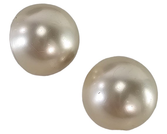 Vintage Faux Pearl Earrings, Clip Button Earrings… - image 1