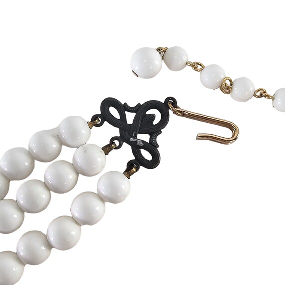 Vintage MCM Necklace, 3-Strand White Crystal Neck… - image 3