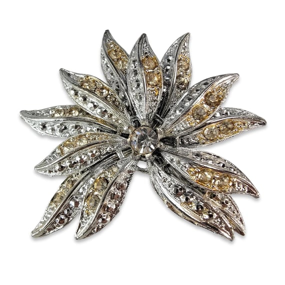 Vintage Flower Shape Rhinestone Pin/Brooch, Spark… - image 1