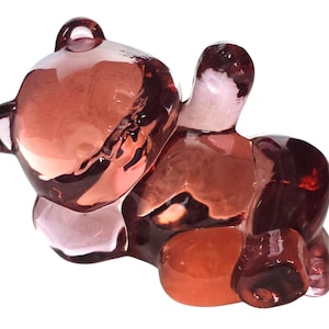VTG Fenton Reclining Bear 5233PN Transparent Petal Pink 1991-1995, Collectible Glass Figurine, Handmade Gift, Pastel Bear Sculpture