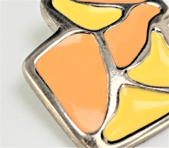 Modernist Abstract Retro 1960's Enamel Pendant Or… - image 5