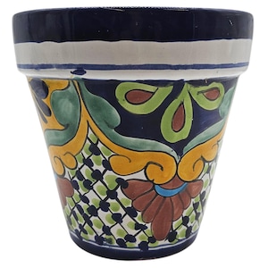 Large Talavera Flower Pot 9” Mexican Ceramic Planter Handmade Folk Art Pottery Colorful Outdoor Décor