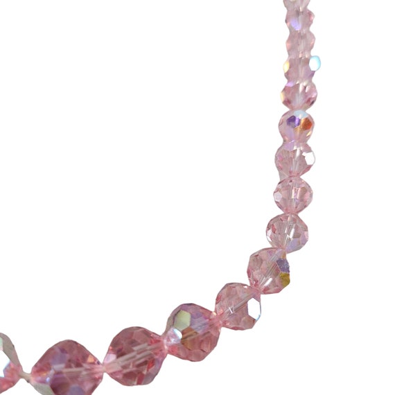 Vintage Pink Crystal Necklace, Faceted Graduated … - image 6